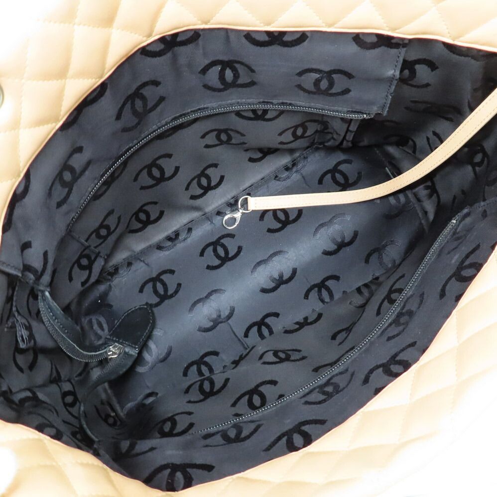 Chanel Cambon Line Large Tote Beige Black Leather — view 5