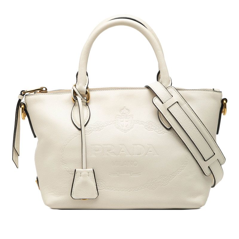 Prada 2-Way Shoulder Bag White Leather