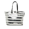 Prada Logo Tote Shoulder Bag White Silver Sequins Enamel