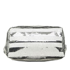 Prada Logo Tote Shoulder Bag White Silver Sequins Enamel — view 3