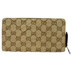 Gucci Blue Zip Around Wallet Sand & Dark Brown GG Canvas — view 3