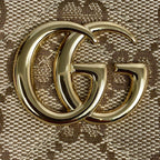 Gucci Blue Zip Around Wallet Sand & Dark Brown GG Canvas — view 5