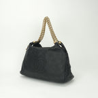 Chanel Tote Shoulder Bag Lambskin Noir Black Gold Chain Bag Big CC Logo Jumbo — view 2