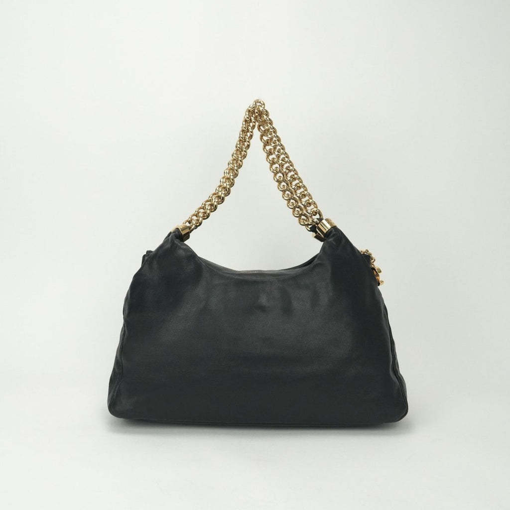 Chanel Tote Shoulder Bag Lambskin Noir Black Gold Chain Bag Big CC Logo Jumbo — view 3
