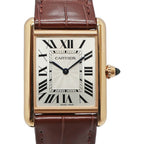 Cartier Heaven Tan Louis LM PG Leather Silver Hand Wound Watch