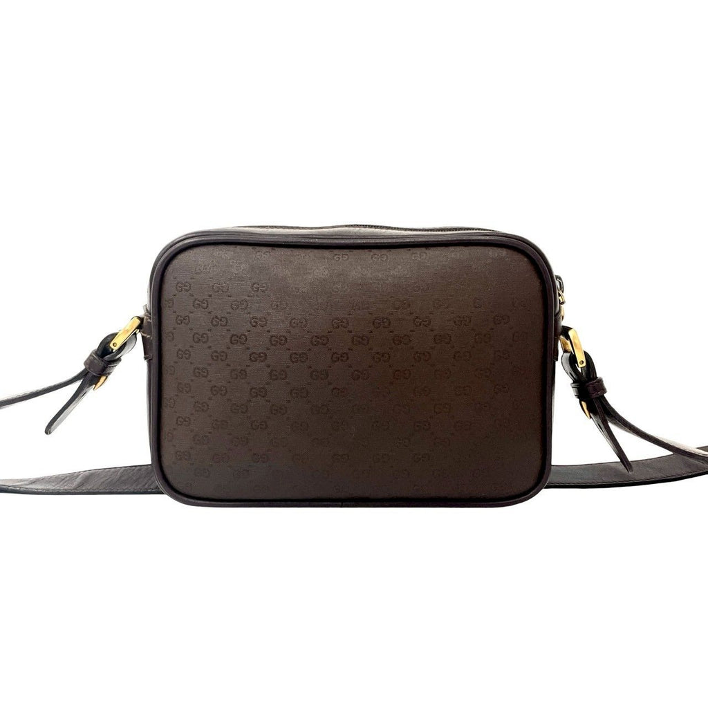 Gucci Vintage Micro GG Logo Leather Mini Shoulder Bag Pochette Brown — view 3