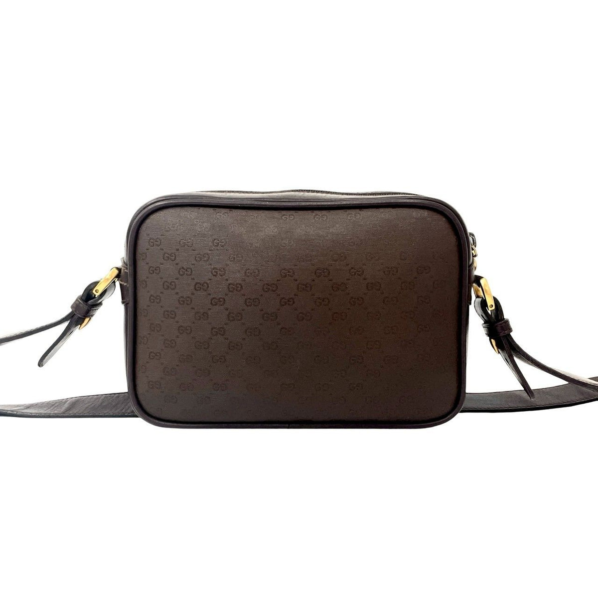 Gucci Vintage Micro GG Logo Leather Mini Shoulder Bag Pochette Brown — view 3