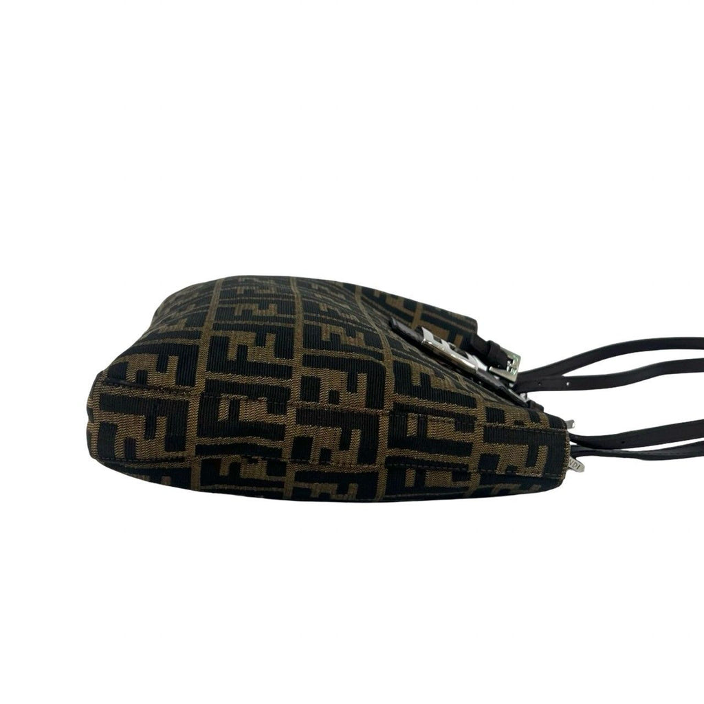 Fendi Zucca FF Pattern Logo Canvas Leather Tote Shoulder Bag Brown — view 6