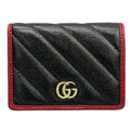 Gucci Bifold Wallet GG Marmont Card Case Black Bordeaux Leather