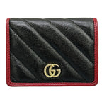 Gucci Bifold Wallet GG Marmont Card Case Black Bordeaux Leather