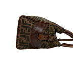 Fendi Zucca FF Pattern Logo Canvas Leather Handbag Mini Tote Brown — view 6