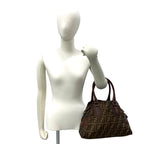 Fendi Zucca FF Pattern Logo Canvas Leather Handbag Mini Tote Brown — view 2