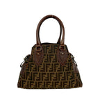 Fendi Zucca FF Pattern Logo Canvas Leather Handbag Mini Tote Brown — view 3