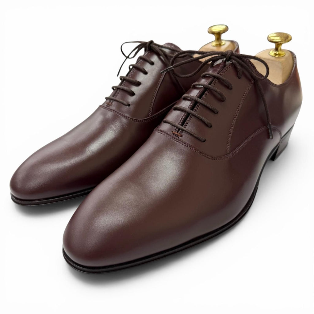 Gucci Leather GG Logo Plain Toe Lace Up Dress Shoes Burgundy 8