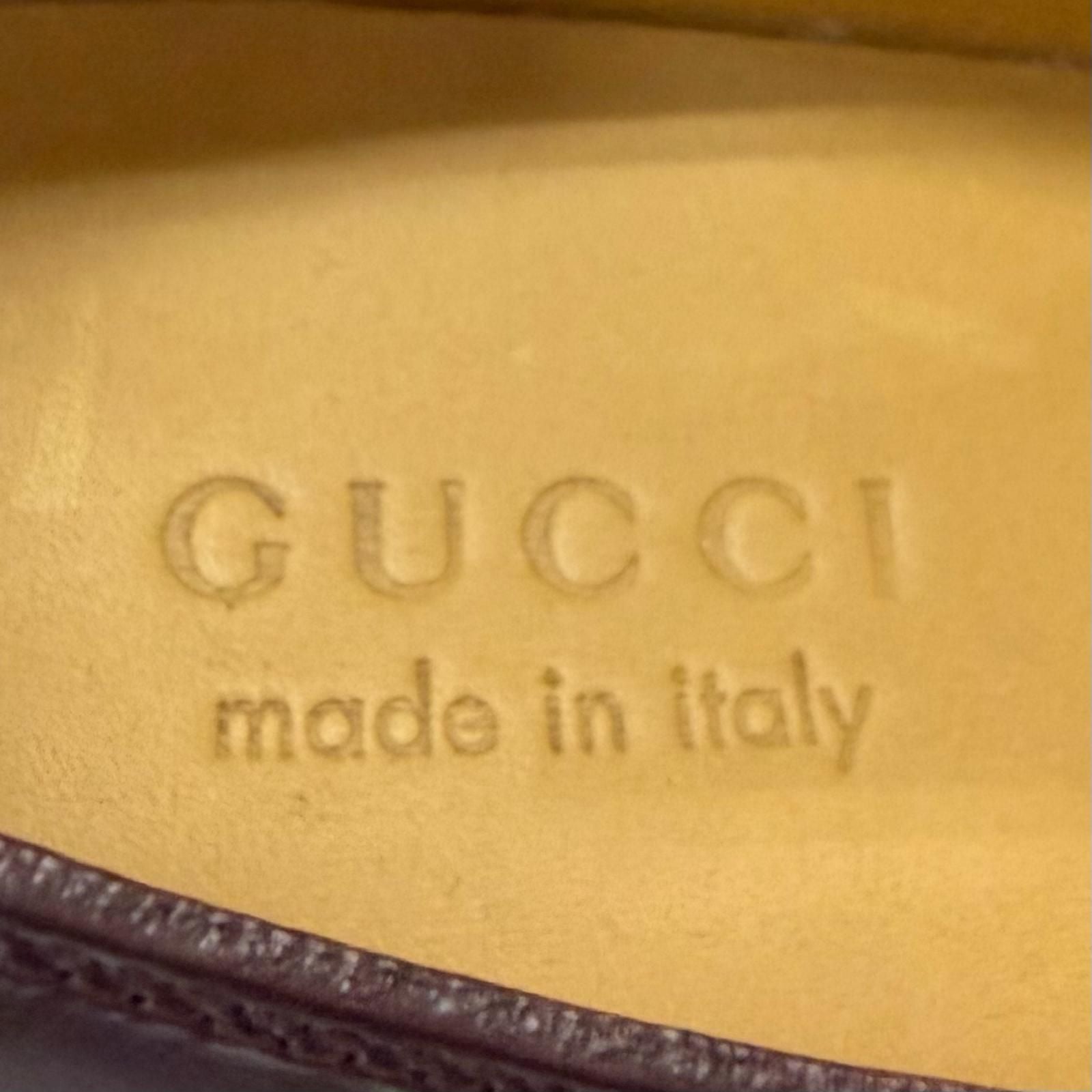 Gucci Leather GG Logo Plain Toe Lace Up Dress Shoes Burgundy 8 — view 8
