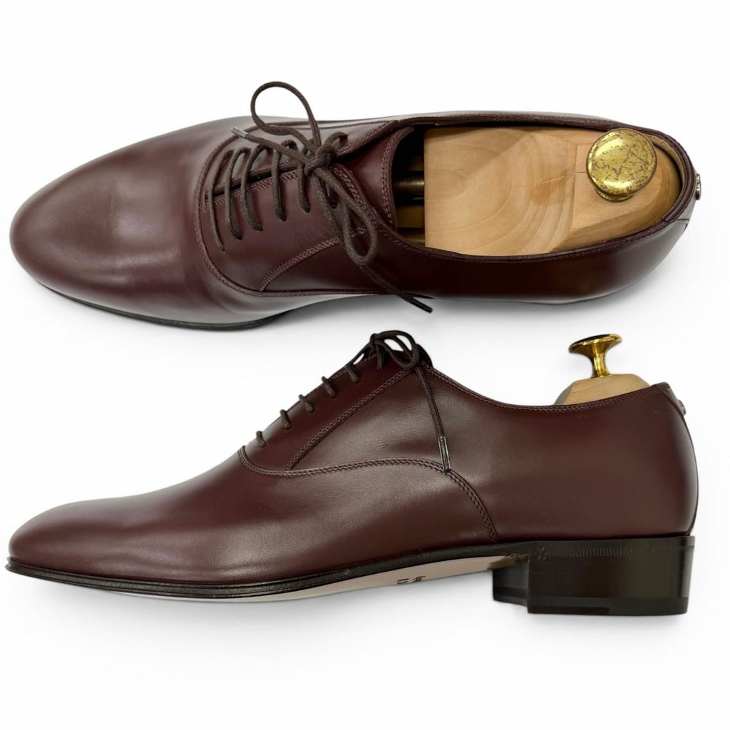 Gucci Leather GG Logo Plain Toe Lace Up Dress Shoes Burgundy 8 — view 4