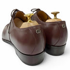 Gucci Leather GG Logo Plain Toe Lace Up Dress Shoes Burgundy 8 — view 6