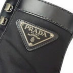 Prada Leather Nylon Triangle Logo Plate Combat Boots Ankle Black 6 — view 6