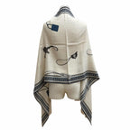 Hermes Rectangle Brides ET Gray Bridle and Charm Cashmere Silk Blend Shawl — view 6
