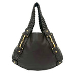 Gucci Braided Perforated Leather Tote Shoulder Bag Dark Brown — view 3