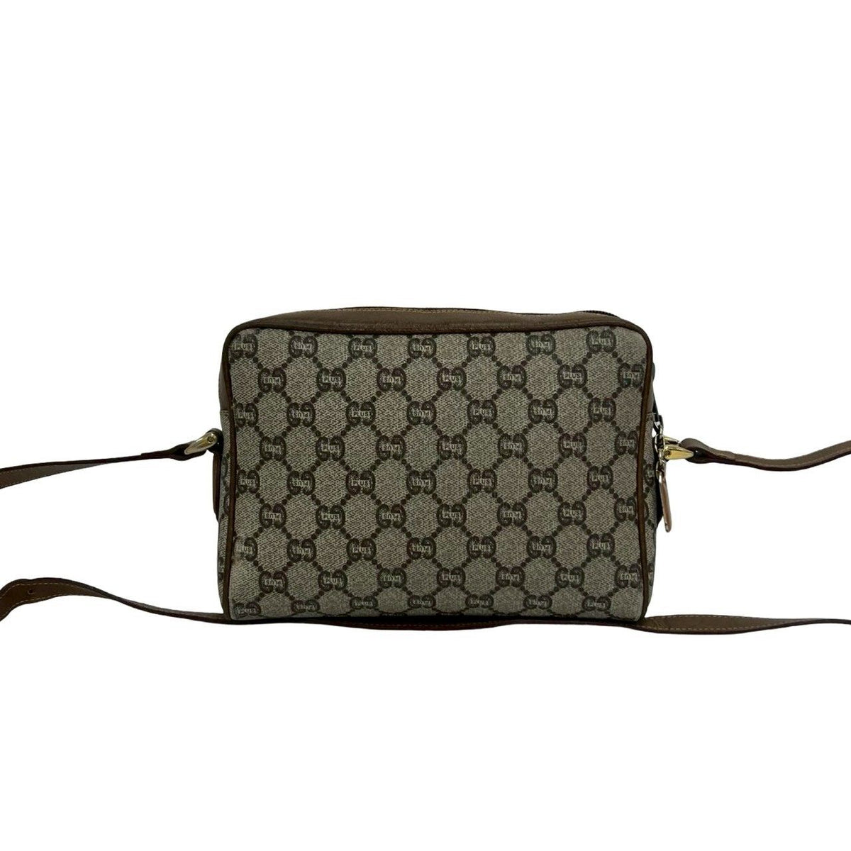 Gucci Vintage Plus Logo Pattern Leather Mini Shoulder Bag Pochette Brown — view 3