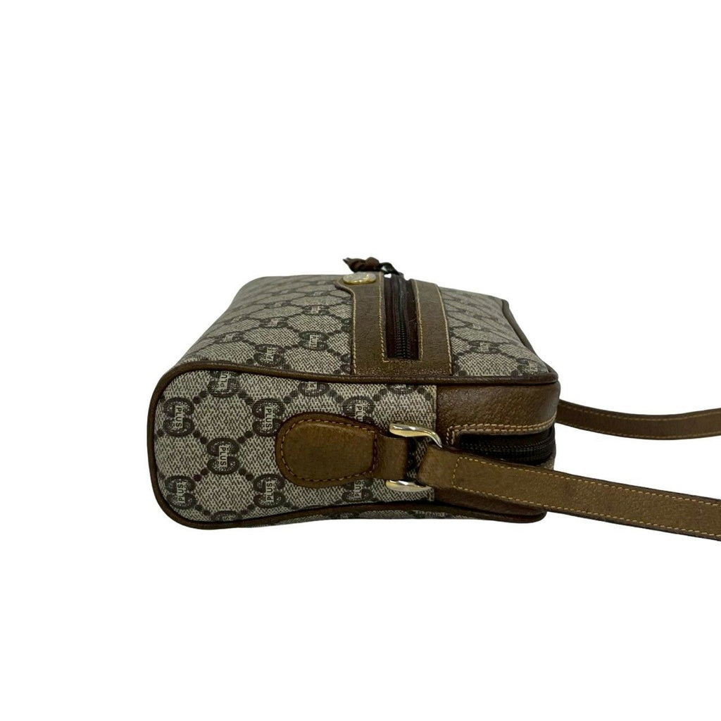 Gucci Vintage Plus Logo Pattern Leather Mini Shoulder Bag Pochette Brown — view 6