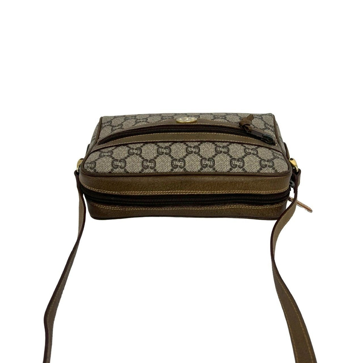 Gucci Vintage Plus Logo Pattern Leather Mini Shoulder Bag Pochette Brown — view 4