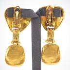 Chanel Fleece CC Logo Earrings Green Gold — view 3