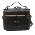 Dior Cannage Small Vanity Shoulder Bag 2-Way Black Leather