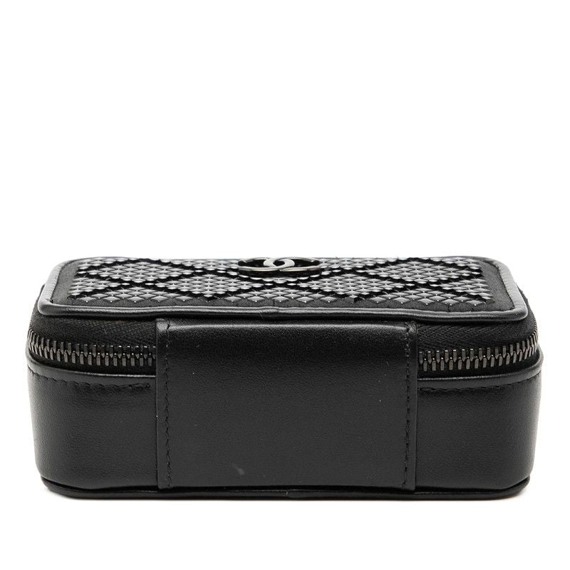 Chanel CC Logo So Black Crossbody Chain Mini Shoulder Bag Leather Satin — view 3