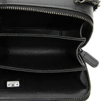 Chanel CC Logo So Black Crossbody Chain Mini Shoulder Bag Leather Satin — view 5