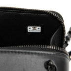 Chanel CC Logo So Black Crossbody Chain Mini Shoulder Bag Leather Satin — view 6