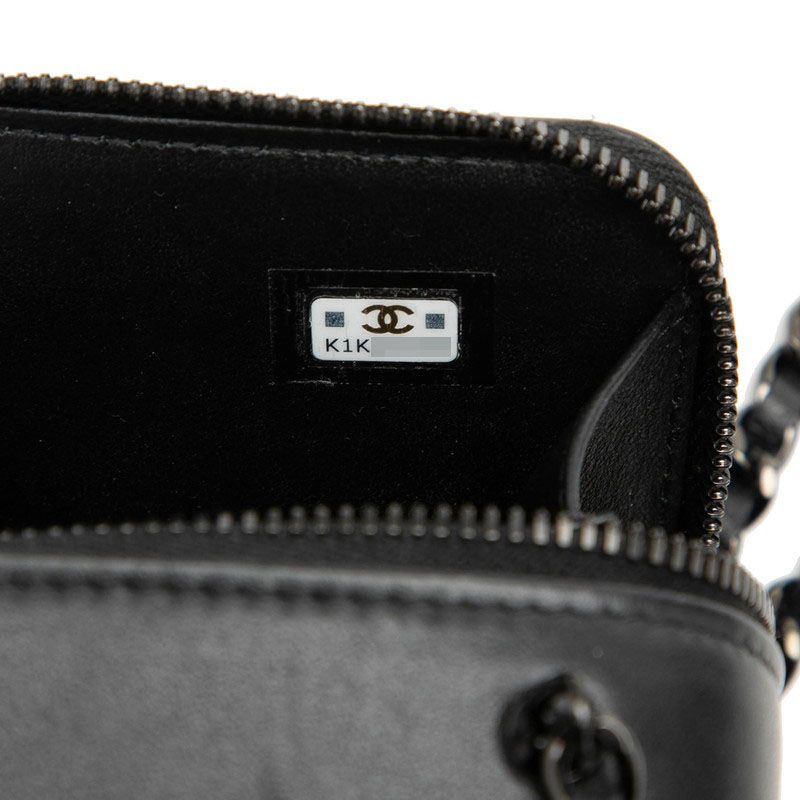Chanel CC Logo So Black Crossbody Chain Mini Shoulder Bag Leather Satin — view 6