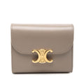 Celine Trio Small Flap Wallet Bifold Pebble Gray Leather