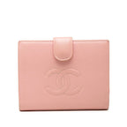 Chanel CC Logo Bifold Wallet Pink Caviar Leather