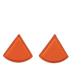Hermes Triangle Earrings Gold Orange Plated Leather