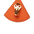 Hermes Triangle Earrings Gold Orange Plated Leather — view 3