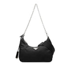 Prada Re Edition Chain 2-Way Shoulder Bag Black Nylon Leather