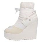 Chanel 19k CC Logo Lace Up Heels Short Boots — view 2