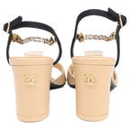 Chanel CC Logo Ankle Strap Double Strand Chain Mules — view 3