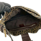 Fendi Zucca FF Pattern Logo Canvas Leather Shoulder Bag Brown Black — view 9