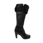 Fendi Boots Long High Heels Leather Side Zip Shoes Black — view 2
