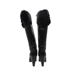 Fendi Boots Long High Heels Leather Side Zip Shoes Black — view 4