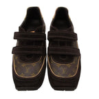 Louis Vuitton Sneakers Monogram Velcro Suede Contrast Brown — view 2