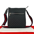 Gucci Sherry Line GG Supreme Logo Pattern Leather Shoulder Bag Tote Black Navy