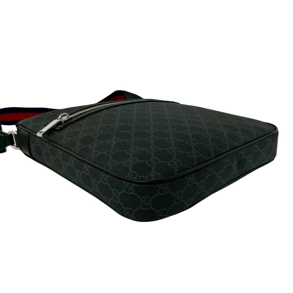 Gucci Sherry Line GG Supreme Logo Pattern Leather Shoulder Bag Tote Black Navy — view 7