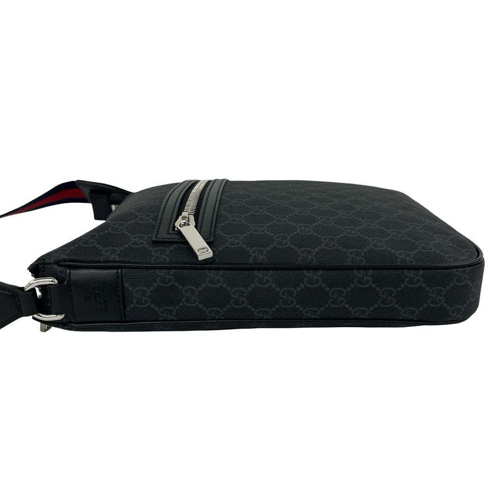 Gucci Sherry Line GG Supreme Logo Pattern Leather Shoulder Bag Tote Black Navy — view 5