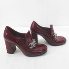 Prada Heels Loafers Silver Chain 35 Bordeaux Enamel — view 4