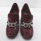 Prada Heels Loafers Silver Chain 35 Bordeaux Enamel — view 5