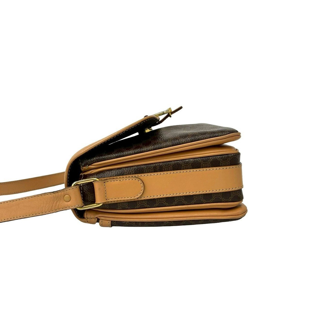 Celine Vintage Macadam Blason Trio Logo Pattern Leather Shoulder Bag Brown — view 5